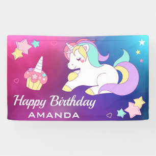 Banderoles Fête d'anniversaire magique mignonne de licorne