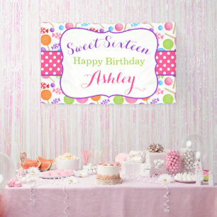 Banderoles Fête d'anniversaire mignonne du bonbon 16 à