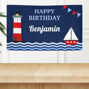 Banderoles Fête d'anniversaire nautique de phare et de