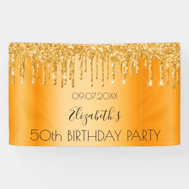 Banderoles fête d'anniversaire or parties scintillant étincel (Horizontal)