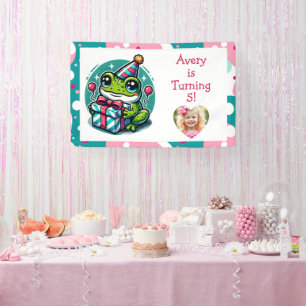 Banderoles Fête d'anniversaire personnalisée Grenouille à thè