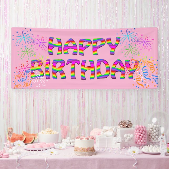 Banderoles Fête d'anniversaire personnalisée pour elle (Fête)