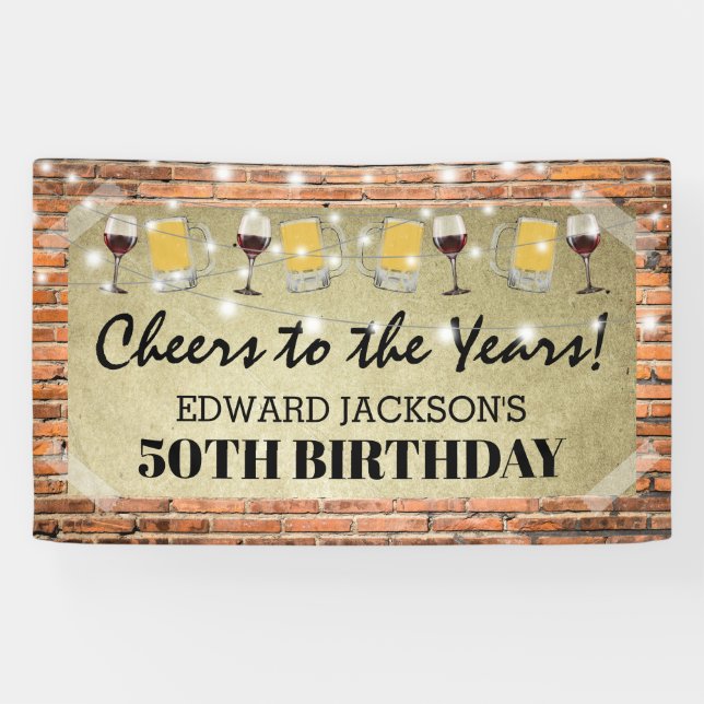 Banderoles Fête d'anniversaire pour adultes rustiques | Bravo (Horizontal)