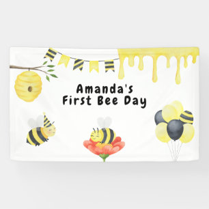 Banderoles Fête d'anniversaire premier jour de l'abeille aqua