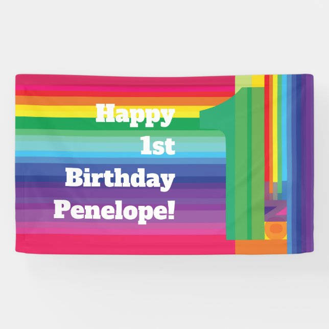 Banderoles Fête d'anniversaire Rainbow (Horizontal)