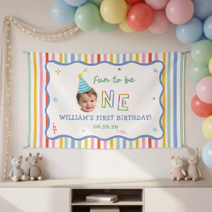 Banderoles Fête d'anniversaire rayée et colorée