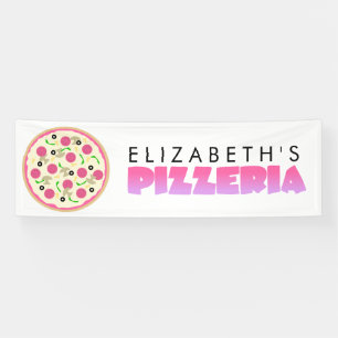 Banderoles Fête d'anniversaire rose et pourpre de pizzeria