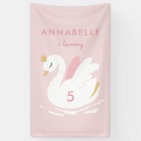 Fête d'anniversaire rose girly mignonne cygne élég