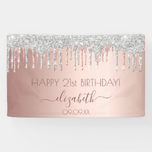 Banderoles Fête d'anniversaire rose or parties scintillant ar
