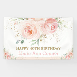 Banderoles Fête d'anniversaire rose pâle en arrière-plan Bien