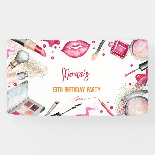 Banderoles Fête d'anniversaire spa beauté et maquillage (Horizontal)