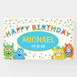 Banderoles Fête d'anniversaire sur le thème du petit monstre
