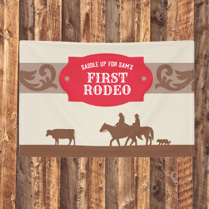 Banderoles Fête d'anniversaire Western Red Rodeo pour enfants