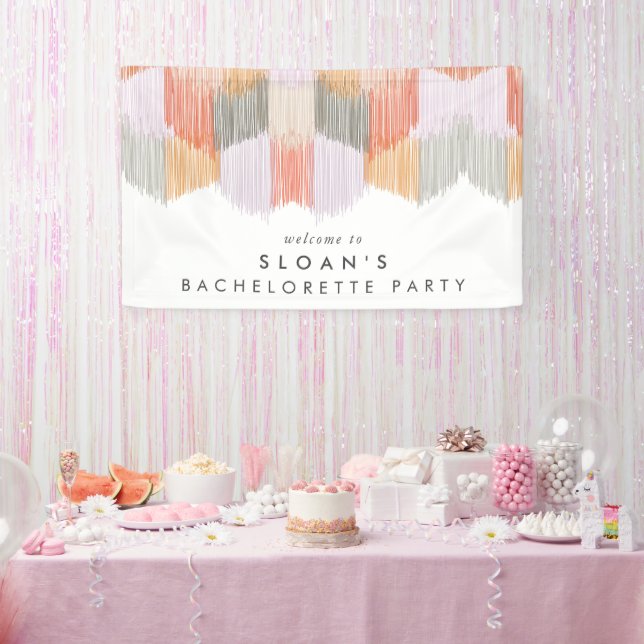 Banderoles Fête de Bachelorette Moderne Rose avec Franges (Fête)