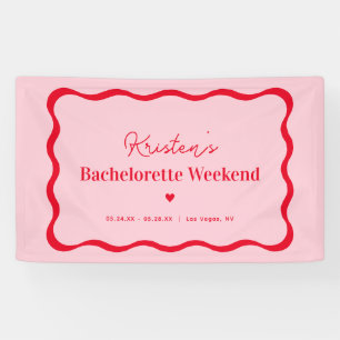 Banderoles Fête de Bachelorette Rétro Rose et Rouge 