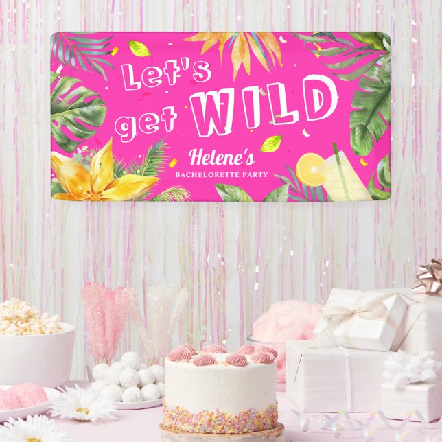 Banderoles Fête de Bachelorette Rose Amusant Fille Plage Trop (Fun Pink Girly Bachelorette Party Banner)