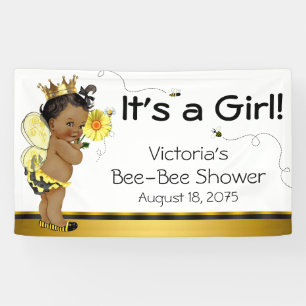 Banderoles Fête de bébé abeille pour fille afro-américaine