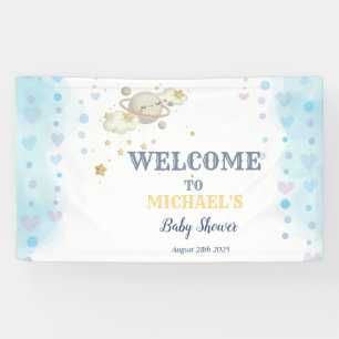 Banderoles Fête de Bébé Planète Étoiles Nuages Bleus