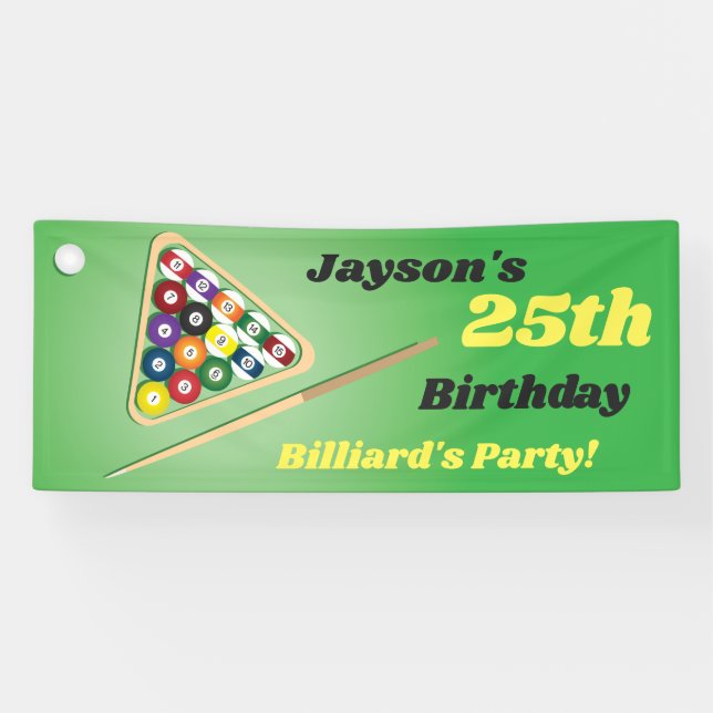 Banderoles Fête de billard Green and Black  (Horizontal)