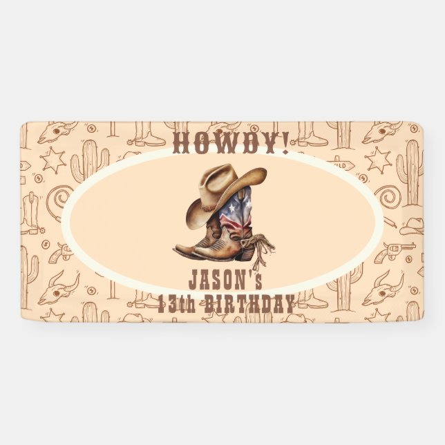 Banderoles Fête de cowboy Wild West (Horizontal)