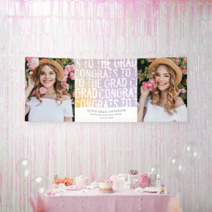 Banderoles Fête de graduation multi-photo pastel moderne arc-