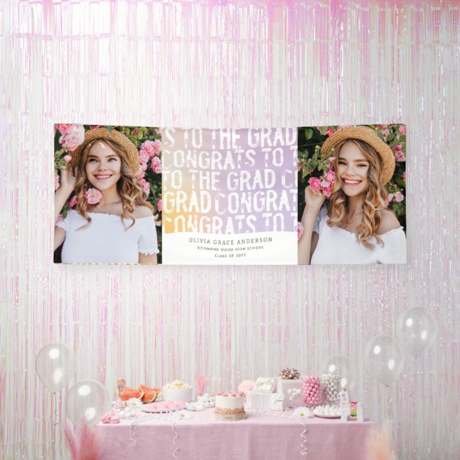 Banderoles Fête de graduation multi-photo pastel moderne arc- (Fête)