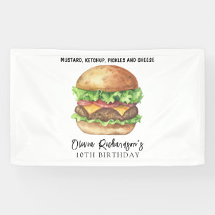 Banderoles Fête de hamburger aquarelle Anniversaire