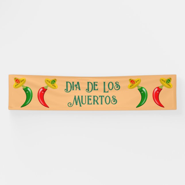 Banderoles Fête de la coutume mexicaine des Chilis morts (Horizontal)
