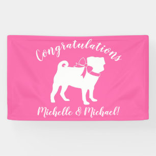 Banderoles Fête de la fête du chien Carlin rose