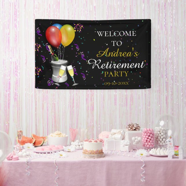 Banderoles Fête de la retraite Black Welcome (Fête)