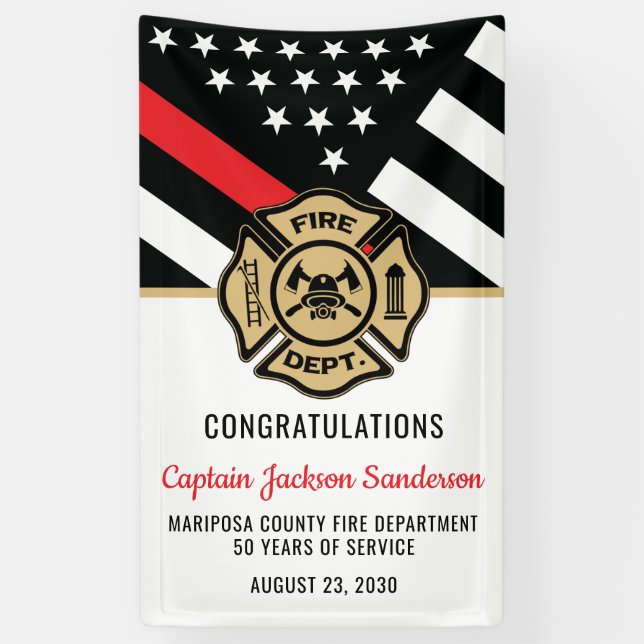 Banderoles Fête de la retraite des pompiers Red Line Drapeau  (Vertical)