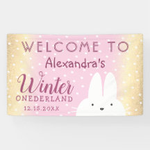 Fête de lapin rose de l'hiver Onederland