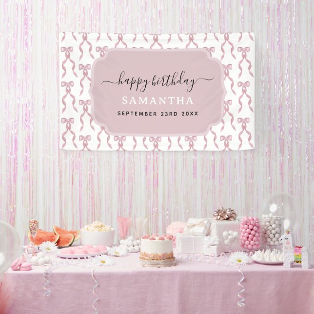 Banderoles Fête de l'Aquarelle rose Bow Anniversaire (Fête)