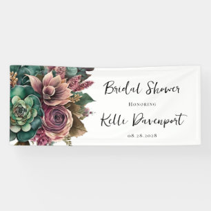 Banderoles Fête de mariage avec succulente pivoine rose et ve