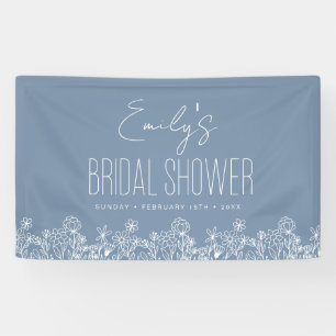 Banderoles Fête de Mariage Bohème Fleur Sauvage Bleu Poussiér