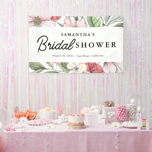Banderoles Fête de mariage Élégante Fleurs d'Été (Fête)