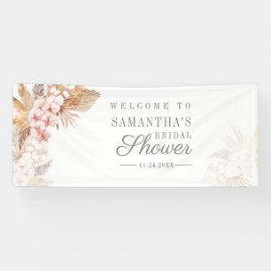 Banderoles Fête de mariage floral rose Herbe des Pampas