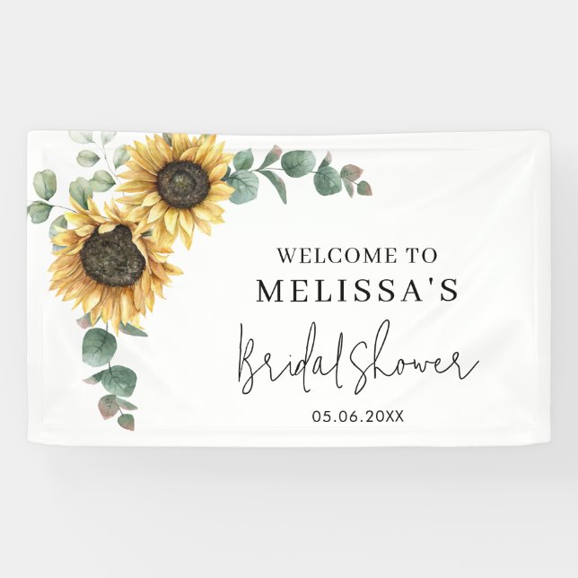 Banderoles Fête de mariage Floral Soleil Eucalyptus (Horizontal)