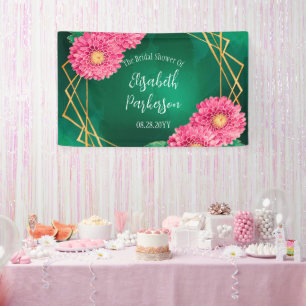 Banderoles Fête de mariage géométrique doré aux chrysanthèmes