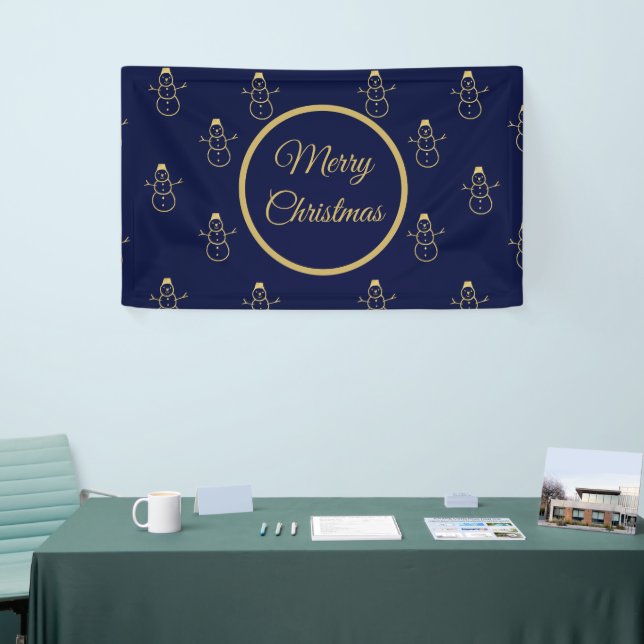 Banderoles Fête de Noël minimaliste Gold Snowman (Salon professionnel)