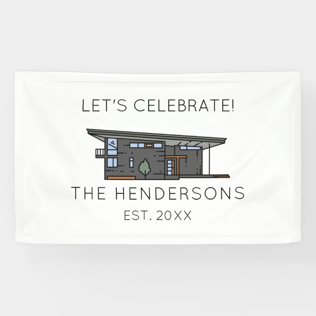 Banderoles Fête de réchauffement de la maison moderne (Horizontal)