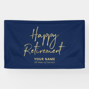 Banderoles Fête de retraite joyeuse bleu marine et or