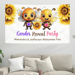 Banderoles Fête de révélation de genre Lui ou elle Bébé Bee B