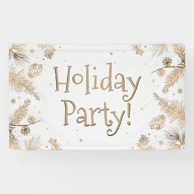 Banderoles Fête de vacances, Gold, pendaison (Horizontal)