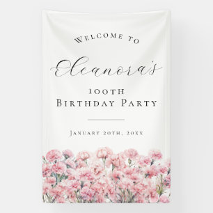 Banderoles Fête des 100 ans janvier Fleur de naissance Bienve