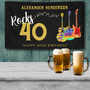 Banderoles Fête des 40 ans Guitares Musique Rocks 40