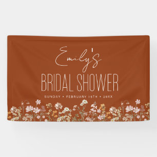 Banderoles Fête des mariées Boho Fleur sauvage orange brûlé