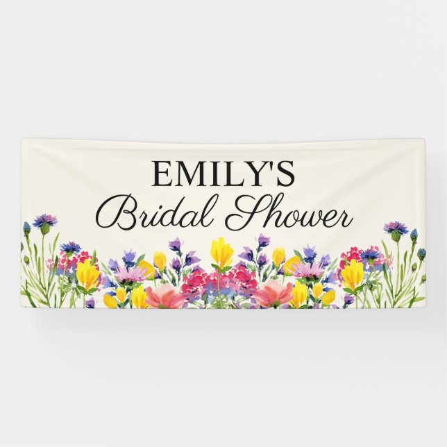 Banderoles Fête des mariées Boho Fleurs sauvages (Horizontal)