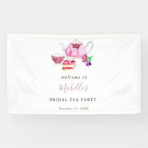 Banderoles Fête des mariées de bienvenue Tea Party Pink Aquar