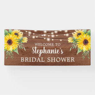Banderoles Fête des mariées en bois rustique Sunflower